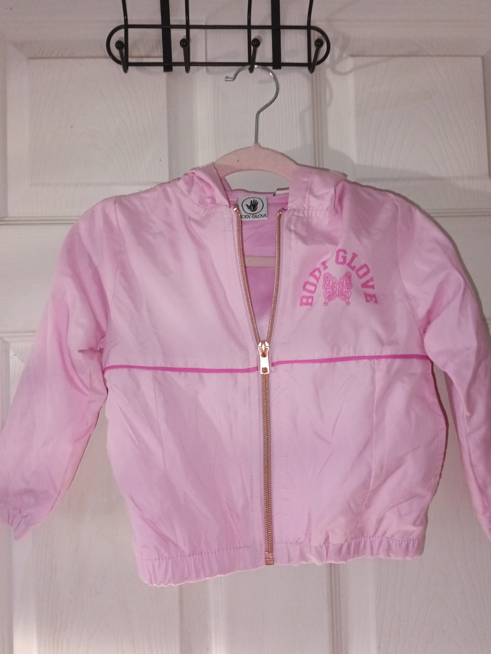 Body Glove Pink Hooded Girls Puffer Jacket with Butterfly Logo